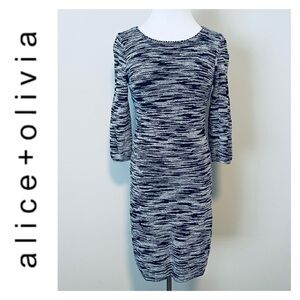 ALICE + OLIVIA Blue White BodyCon Dress Size Medium